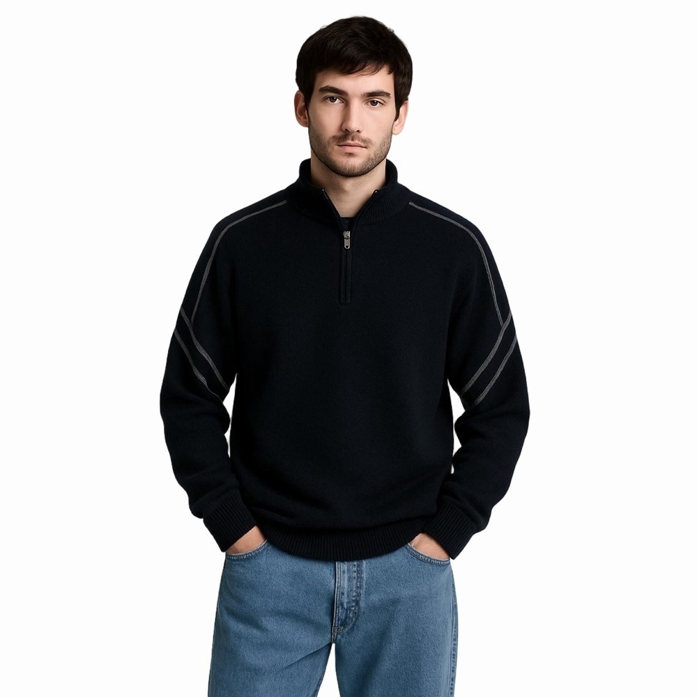 Smartwool 1/4 Zip Merino Wool Sweater Navy with Stripes Size X-Large​​